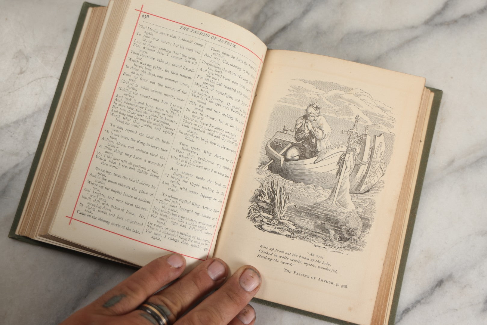Lot 137 - "The Poetical Works Of Alfred Tennyson" Antique Poetry Book, Complete Illustrated Edition, Decorative Green Cloth Boards With Elaborate Gilt Floral And Geometric Design, Thomas Y. Crowell & Co., Publishers, New York, Circa Late 19th Century