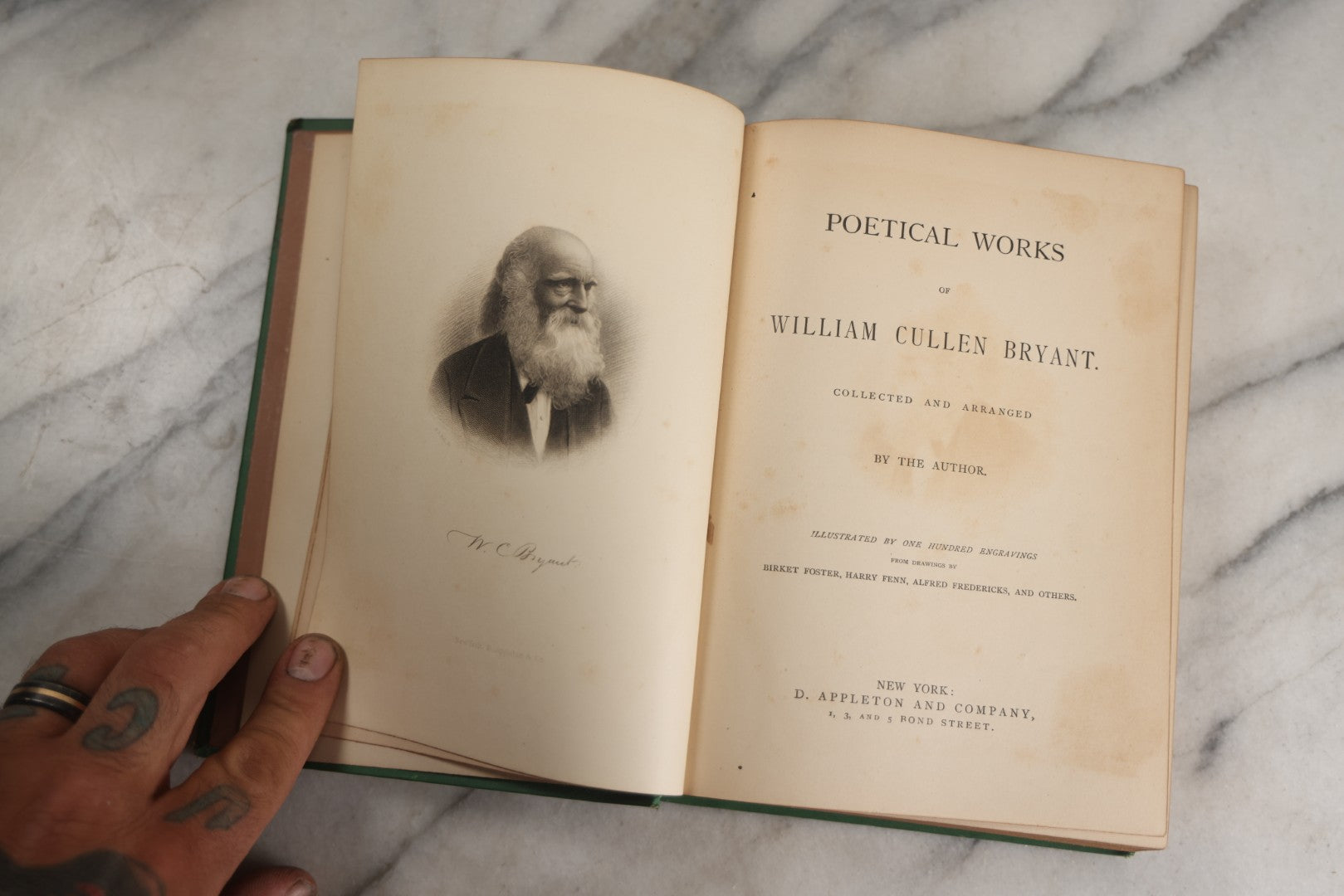 Lot 138 - "Poetical Works Of William Cullen Bryant" Antique Poetry Book, Illustrated With One Hundred Engravings, Decorative Green Cloth Boards With Gilt Title And Holly Vine Border, D. Appleton And Company, Publishers, New York, 1876