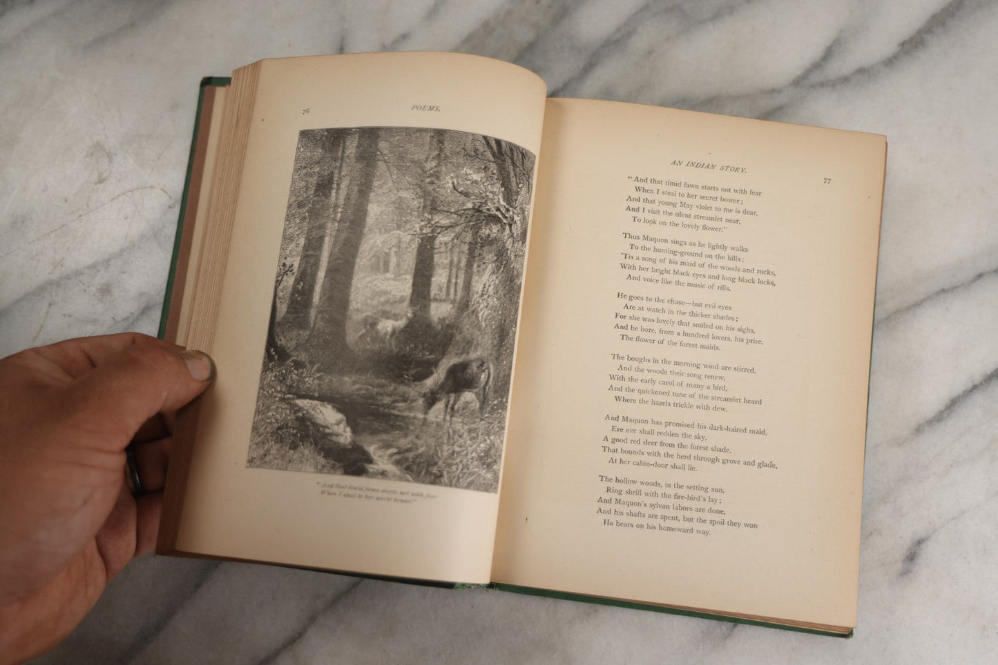Lot 138 - "Poetical Works Of William Cullen Bryant" Antique Poetry Book, Illustrated With One Hundred Engravings, Decorative Green Cloth Boards With Gilt Title And Holly Vine Border, D. Appleton And Company, Publishers, New York, 1876