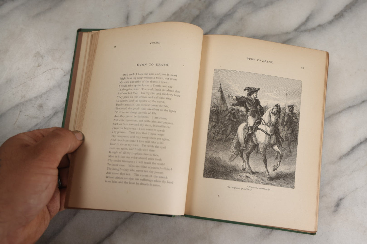 Lot 138 - "Poetical Works Of William Cullen Bryant" Antique Poetry Book, Illustrated With One Hundred Engravings, Decorative Green Cloth Boards With Gilt Title And Holly Vine Border, D. Appleton And Company, Publishers, New York, 1876