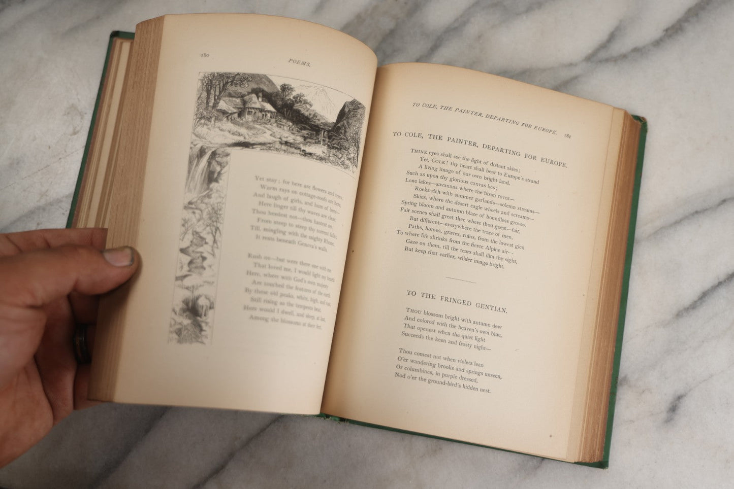 Lot 138 - "Poetical Works Of William Cullen Bryant" Antique Poetry Book, Illustrated With One Hundred Engravings, Decorative Green Cloth Boards With Gilt Title And Holly Vine Border, D. Appleton And Company, Publishers, New York, 1876
