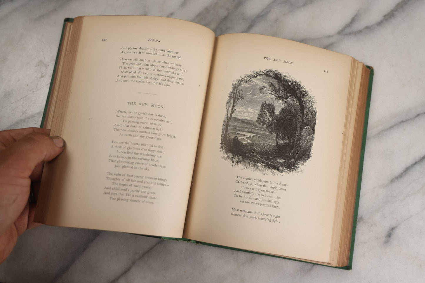 Lot 138 - "Poetical Works Of William Cullen Bryant" Antique Poetry Book, Illustrated With One Hundred Engravings, Decorative Green Cloth Boards With Gilt Title And Holly Vine Border, D. Appleton And Company, Publishers, New York, 1876