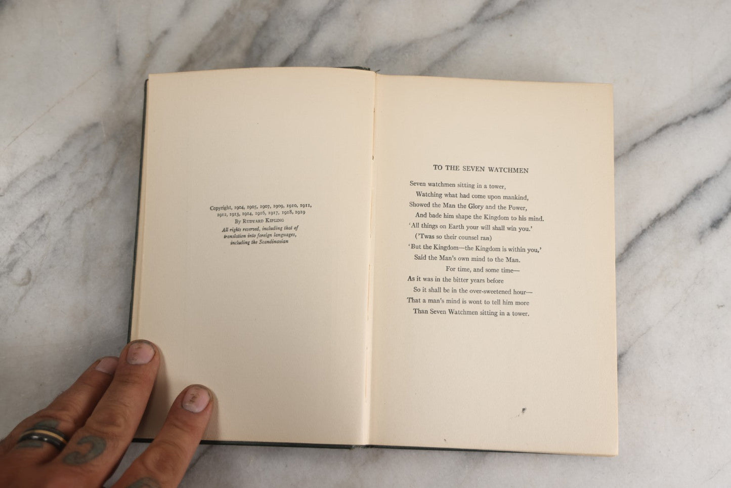Lot 139 - "The Years Between" Antique Poetry Book By Rudyard Kipling, Green Cloth Boards With Gilt Title And Black Pictorial Sailing Ship Motif, Doubleday, Page & Company, Garden City, New York, 1919