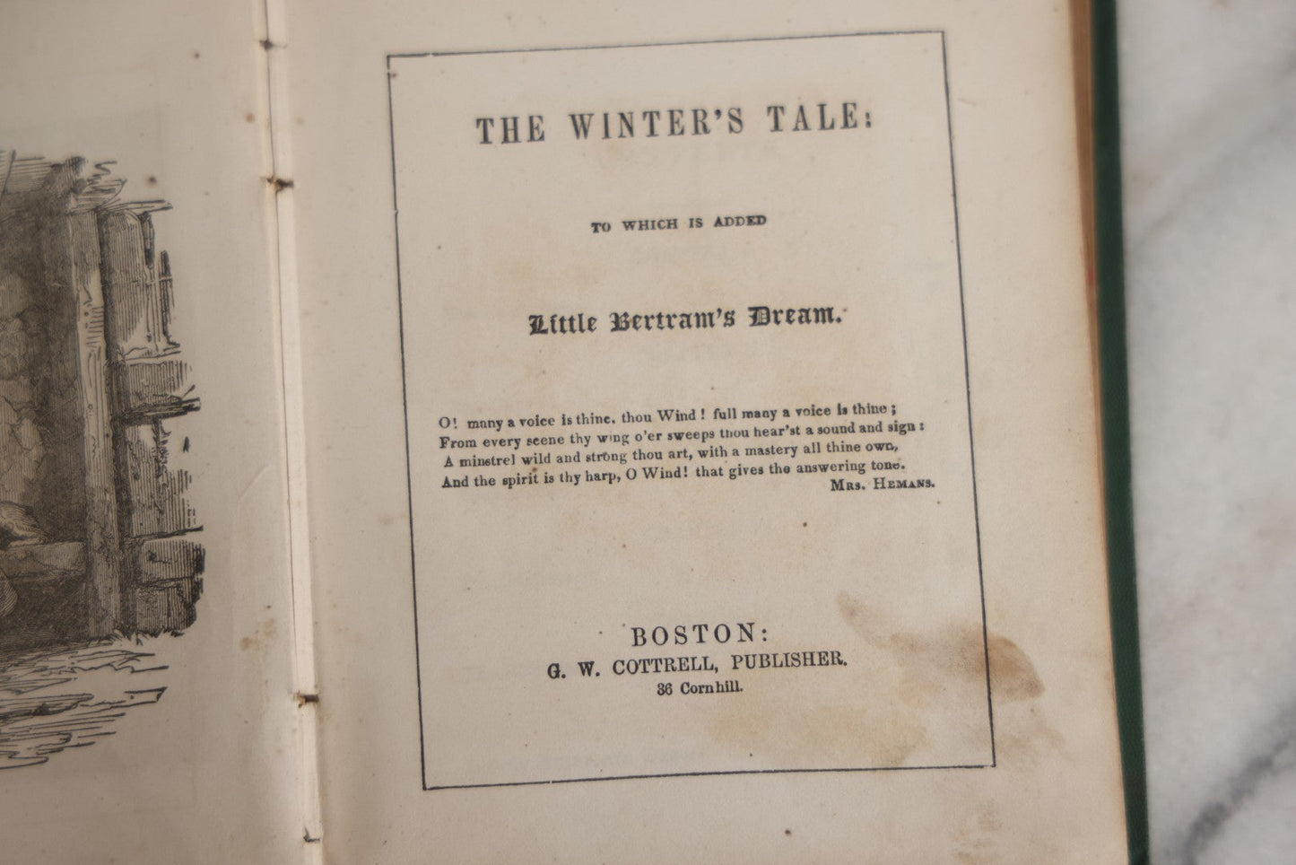 Lot 141 - "The Winter's Tale: To Which Is Added Little Bertram's Dream" By Jana Anna E. Lefroy, Based On The Work Of William Shakespeare, Illustrated, G.W Cottrell, Publisher, Boston, Circa 1850