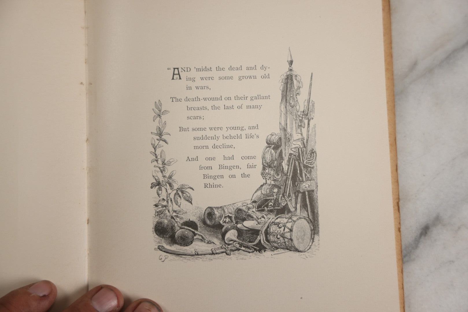 Lot 143 - "Bingen On The Rhine" Antique Book By Caroline E.S. Norton, Illustrated By W.T. Smedley, Fred B. Schell, Alfred Fredericks, Others, Decorative Silver And Gilt Pictorial Cover, Porter & Coates, Philadelphia, 1884