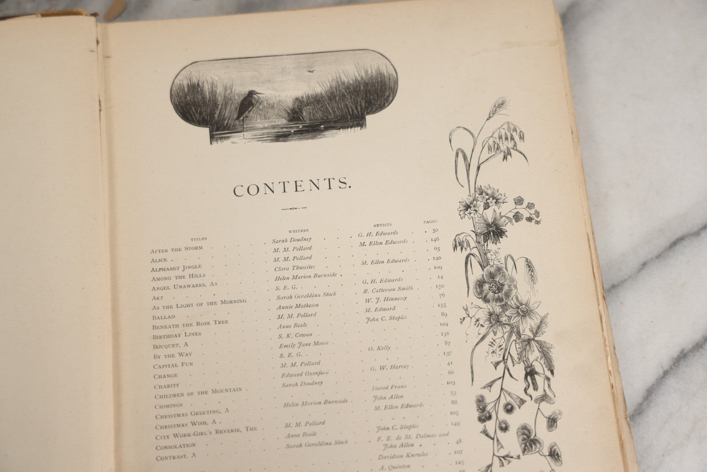 Lot 144 - "A Crown Of Flowers" Antique Poetry Book, Collected Poems And Pictures From The Girl’S Own Paper, Edited By Charles Peters, Illustrated With Engravings, The Religious Tract Society, Publishers, London, Circa Late 19th Century