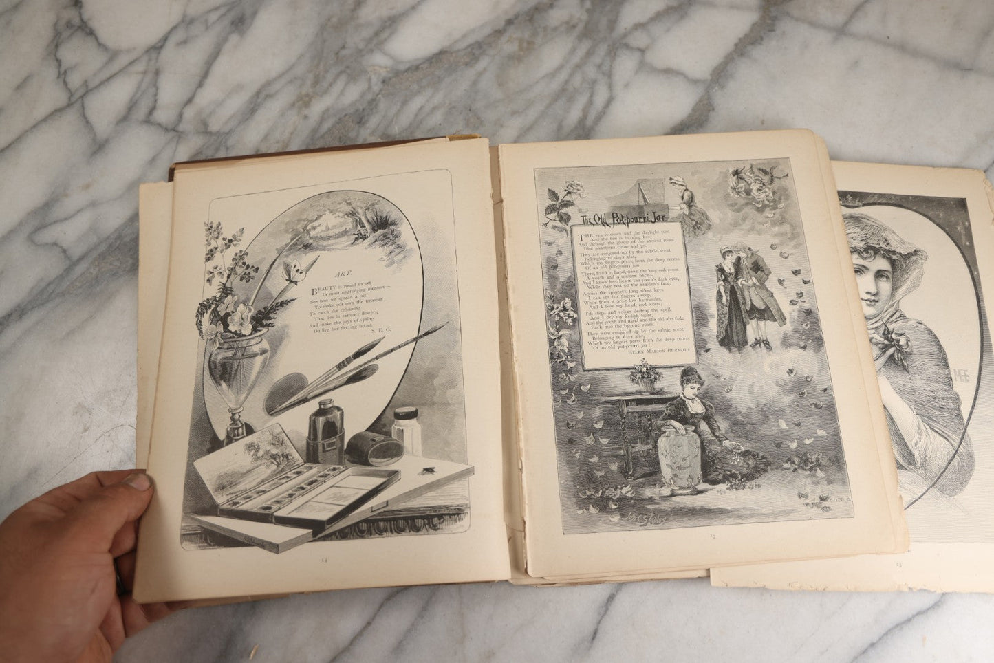 Lot 144 - "A Crown Of Flowers" Antique Poetry Book, Collected Poems And Pictures From The Girl’S Own Paper, Edited By Charles Peters, Illustrated With Engravings, The Religious Tract Society, Publishers, London, Circa Late 19th Century