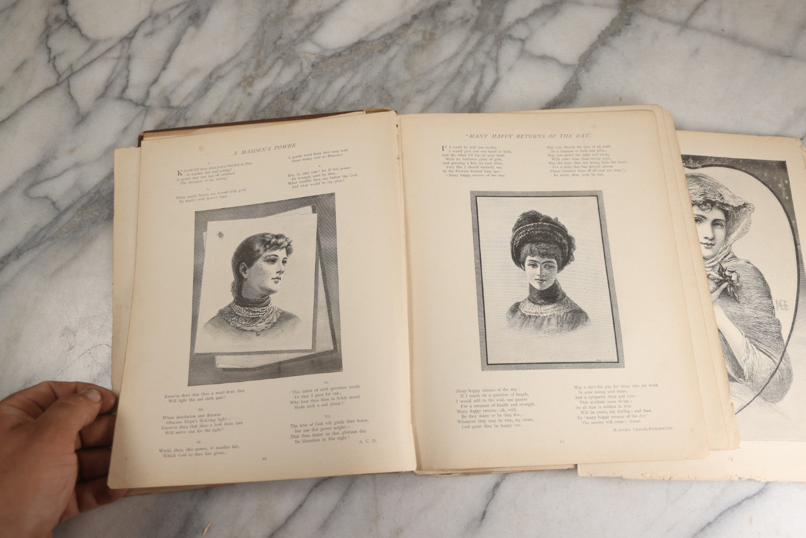 Lot 144 - "A Crown Of Flowers" Antique Poetry Book, Collected Poems And Pictures From The Girl’S Own Paper, Edited By Charles Peters, Illustrated With Engravings, The Religious Tract Society, Publishers, London, Circa Late 19th Century