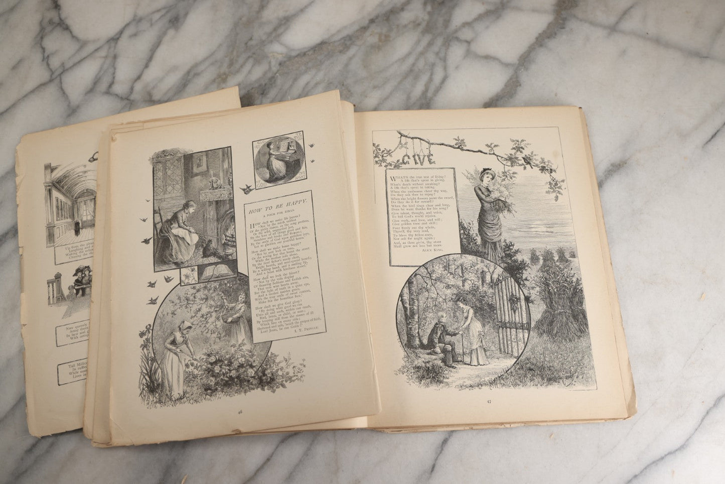 Lot 144 - "A Crown Of Flowers" Antique Poetry Book, Collected Poems And Pictures From The Girl’S Own Paper, Edited By Charles Peters, Illustrated With Engravings, The Religious Tract Society, Publishers, London, Circa Late 19th Century