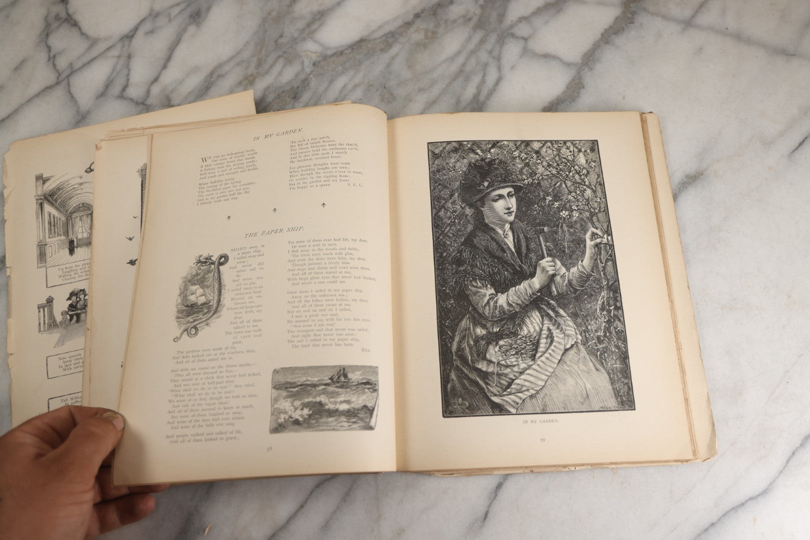 Lot 144 - "A Crown Of Flowers" Antique Poetry Book, Collected Poems And Pictures From The Girl’S Own Paper, Edited By Charles Peters, Illustrated With Engravings, The Religious Tract Society, Publishers, London, Circa Late 19th Century