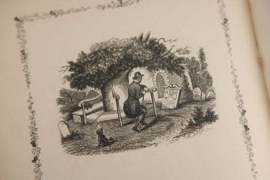 Lot 145 - "Elegy Written In A Country Churchyard" Antique Poetry Book By Thomas Gray, Illustrated With Engravings, Daniel Webster Memorial, Decorative Brown Cloth Boards With Gilt Cartouche, W.P. Fetridge & Co., Publishers, New York And Boston, 1856