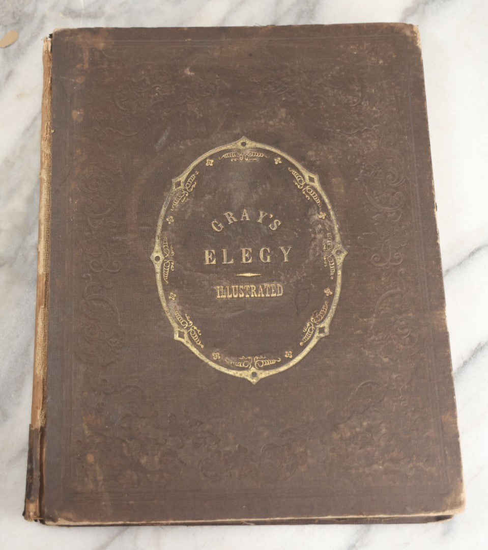 Lot 145 - "Elegy Written In A Country Churchyard" Antique Poetry Book By Thomas Gray, Illustrated With Engravings, Daniel Webster Memorial, Decorative Brown Cloth Boards With Gilt Cartouche, W.P. Fetridge & Co., Publishers, New York And Boston, 1857