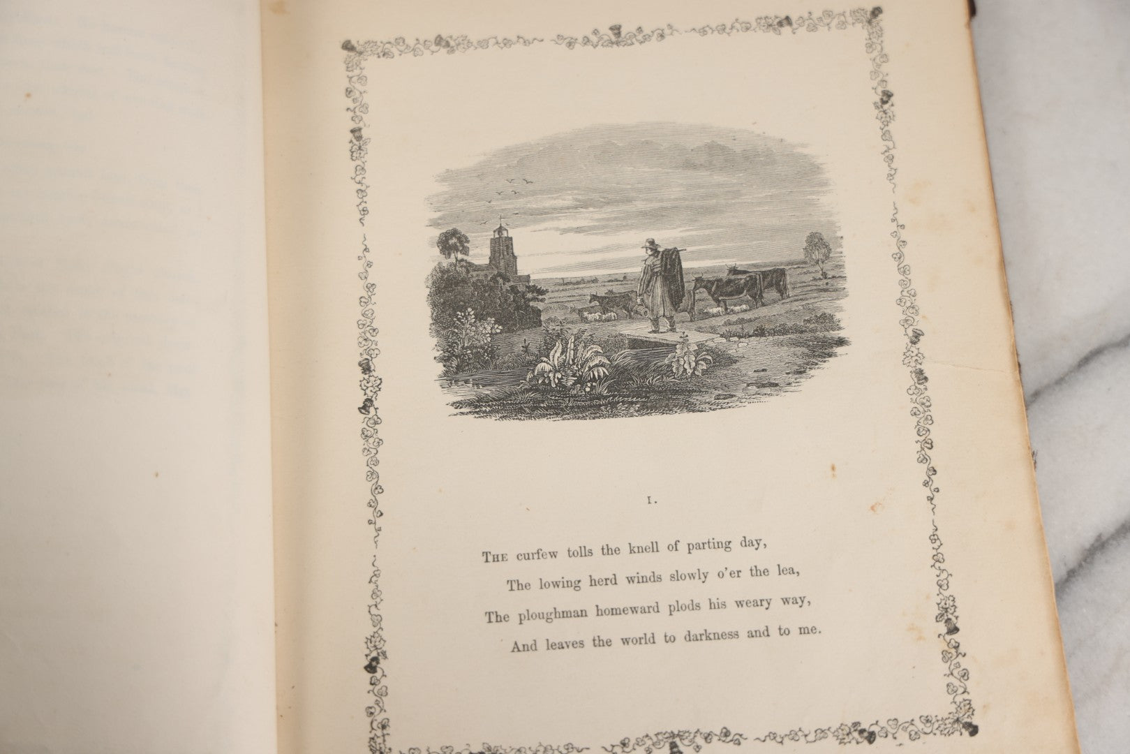 Lot 145 - "Elegy Written In A Country Churchyard" Antique Poetry Book By Thomas Gray, Illustrated With Engravings, Daniel Webster Memorial, Decorative Brown Cloth Boards With Gilt Cartouche, W.P. Fetridge & Co., Publishers, New York And Boston, 1865
