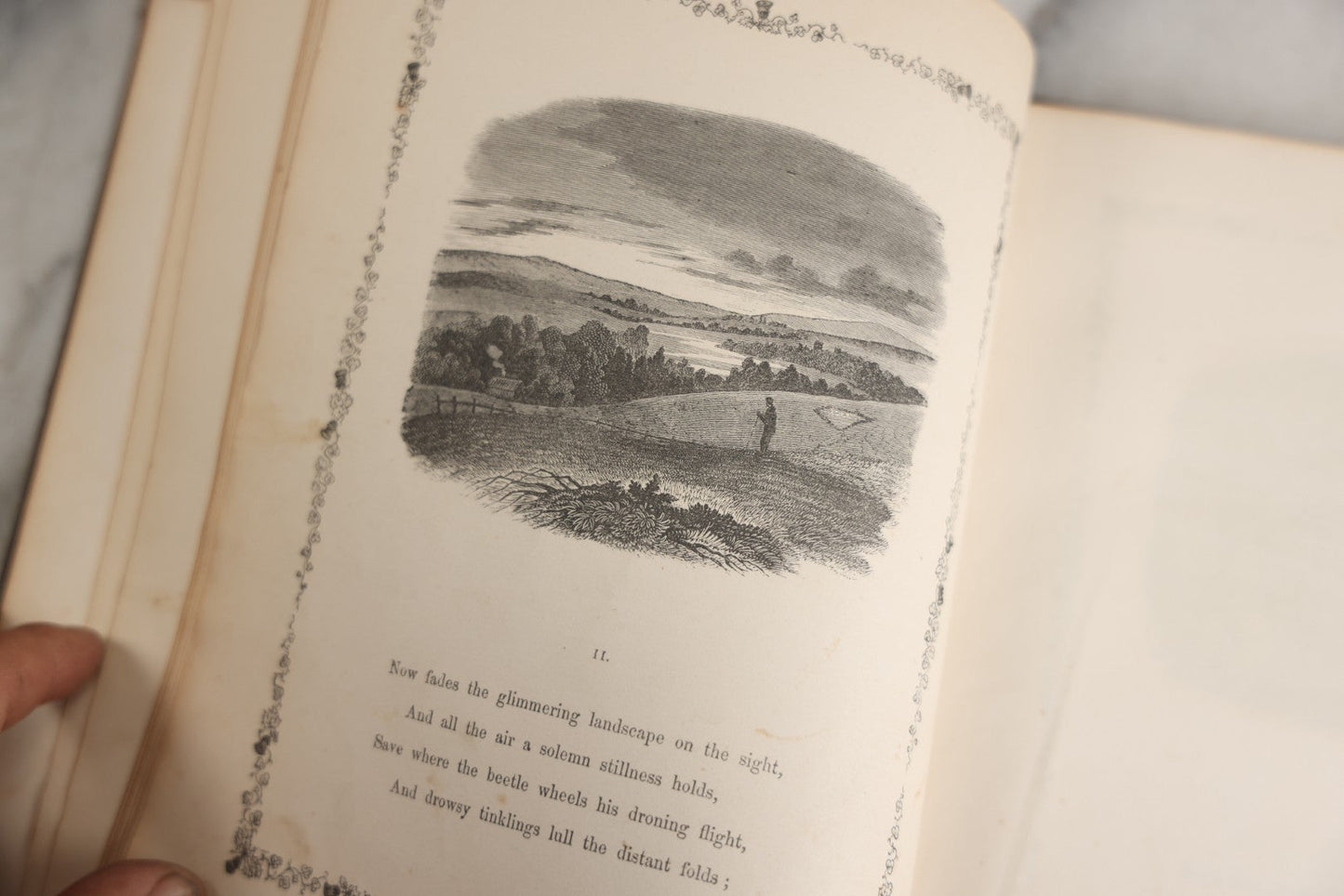 Lot 145 - "Elegy Written In A Country Churchyard" Antique Poetry Book By Thomas Gray, Illustrated With Engravings, Daniel Webster Memorial, Decorative Brown Cloth Boards With Gilt Cartouche, W.P. Fetridge & Co., Publishers, New York And Boston, 1866