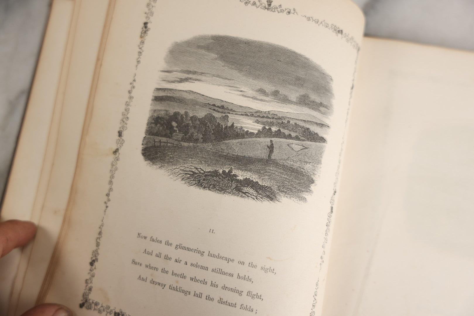 Lot 145 - "Elegy Written In A Country Churchyard" Antique Poetry Book By Thomas Gray, Illustrated With Engravings, Daniel Webster Memorial, Decorative Brown Cloth Boards With Gilt Cartouche, W.P. Fetridge & Co., Publishers, New York And Boston, 1866