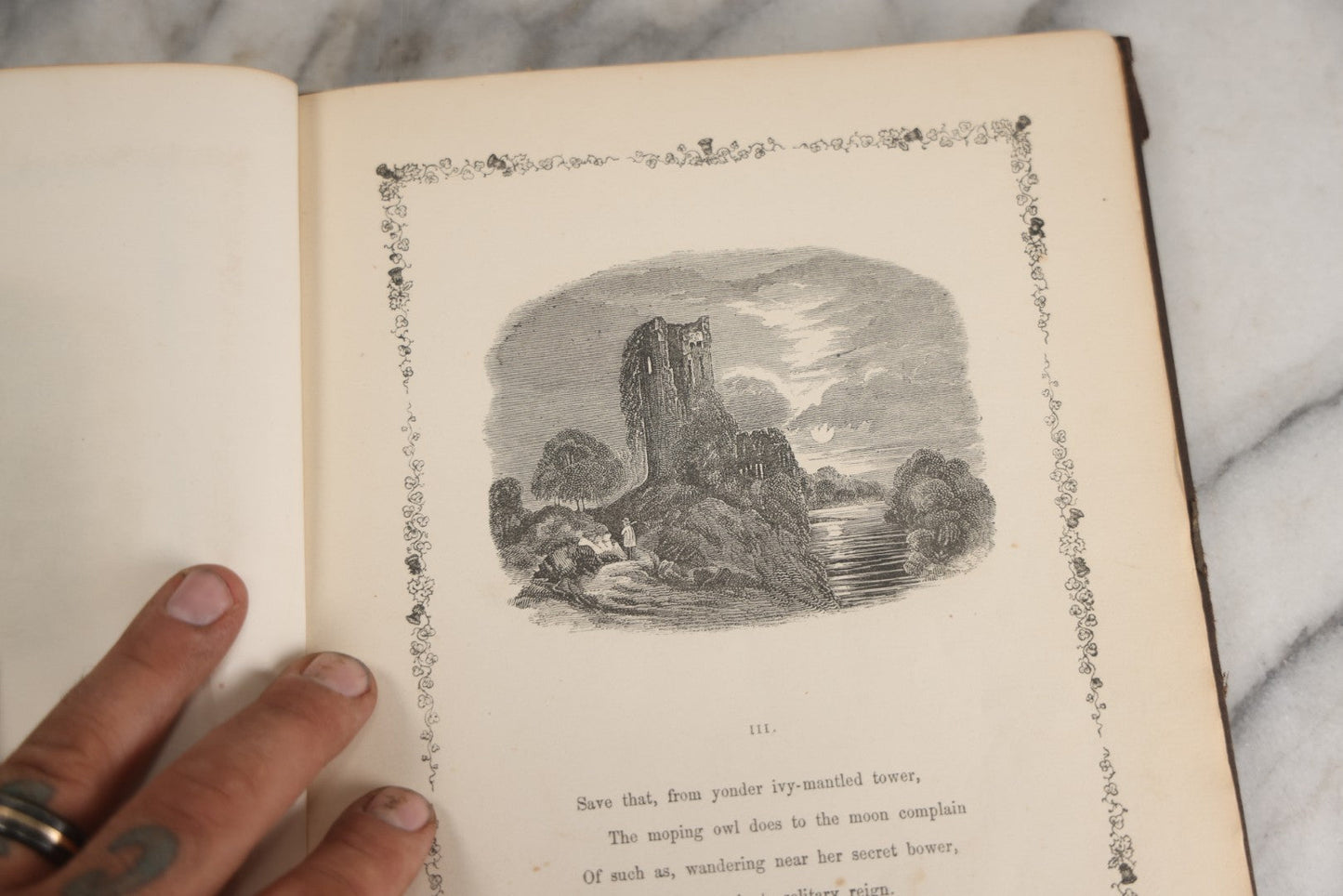 Lot 145 - "Elegy Written In A Country Churchyard" Antique Poetry Book By Thomas Gray, Illustrated With Engravings, Daniel Webster Memorial, Decorative Brown Cloth Boards With Gilt Cartouche, W.P. Fetridge & Co., Publishers, New York And Boston, 1867