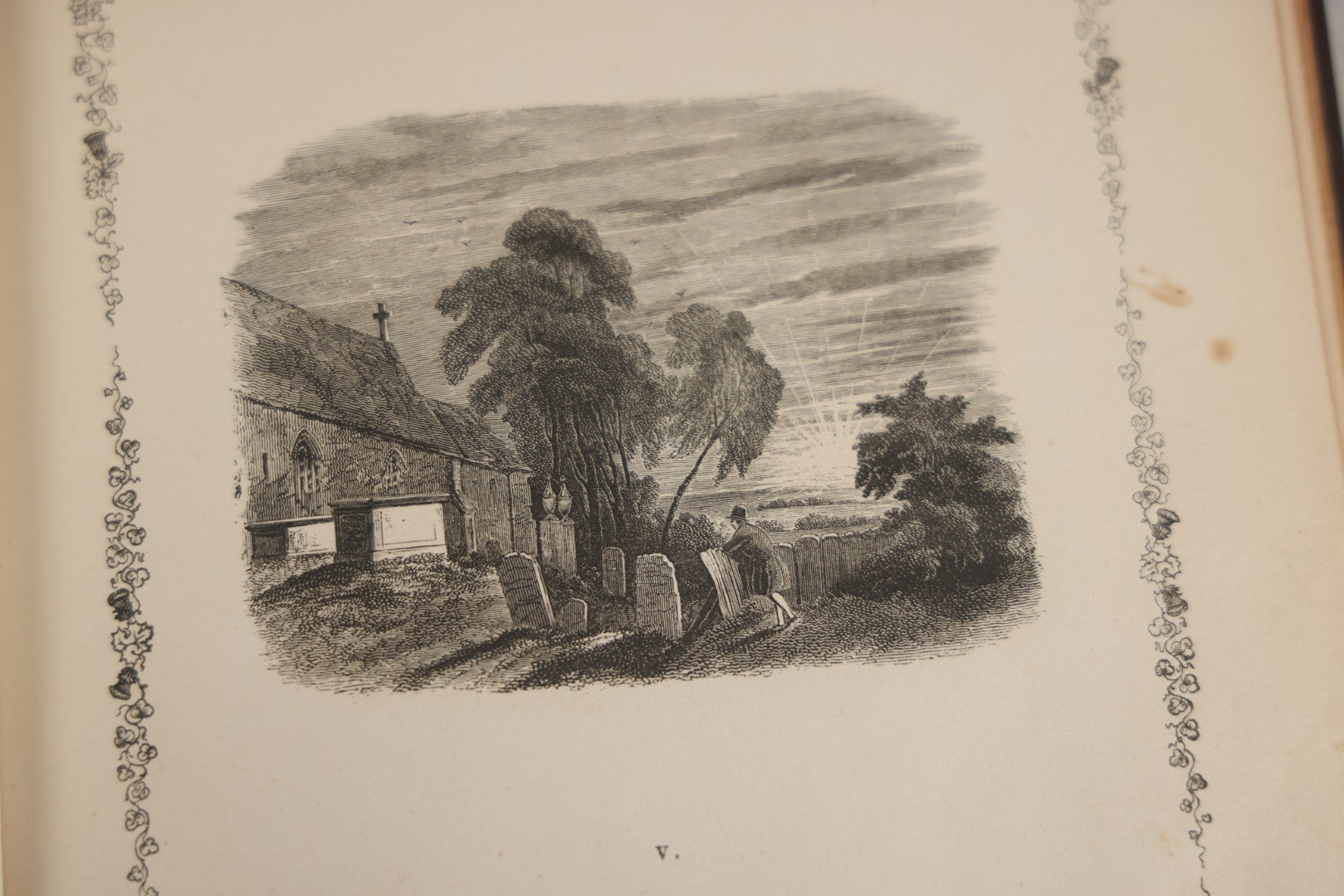 Lot 145 - "Elegy Written In A Country Churchyard" Antique Poetry Book By Thomas Gray, Illustrated With Engravings, Daniel Webster Memorial, Decorative Brown Cloth Boards With Gilt Cartouche, W.P. Fetridge & Co., Publishers, New York And Boston, 1870