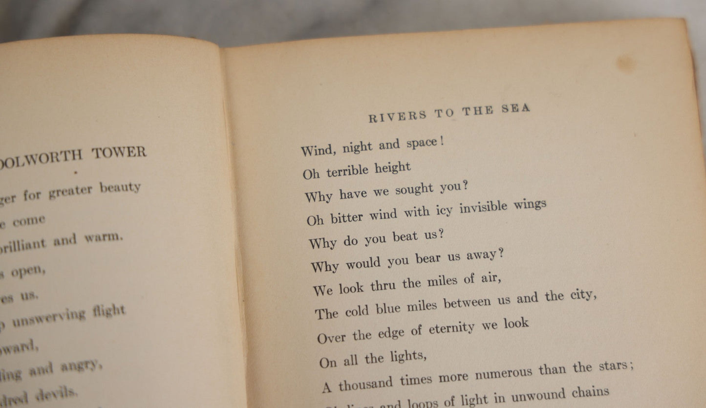 Lot 146 - "Rivers To The Sea" Antique Poetry Book By Sara Teasdale, Blue Cloth Boards With Gilt Title And Border, The Macmillan Company, New York, 1916 (Copyright 1915, Reprinted February 1916)