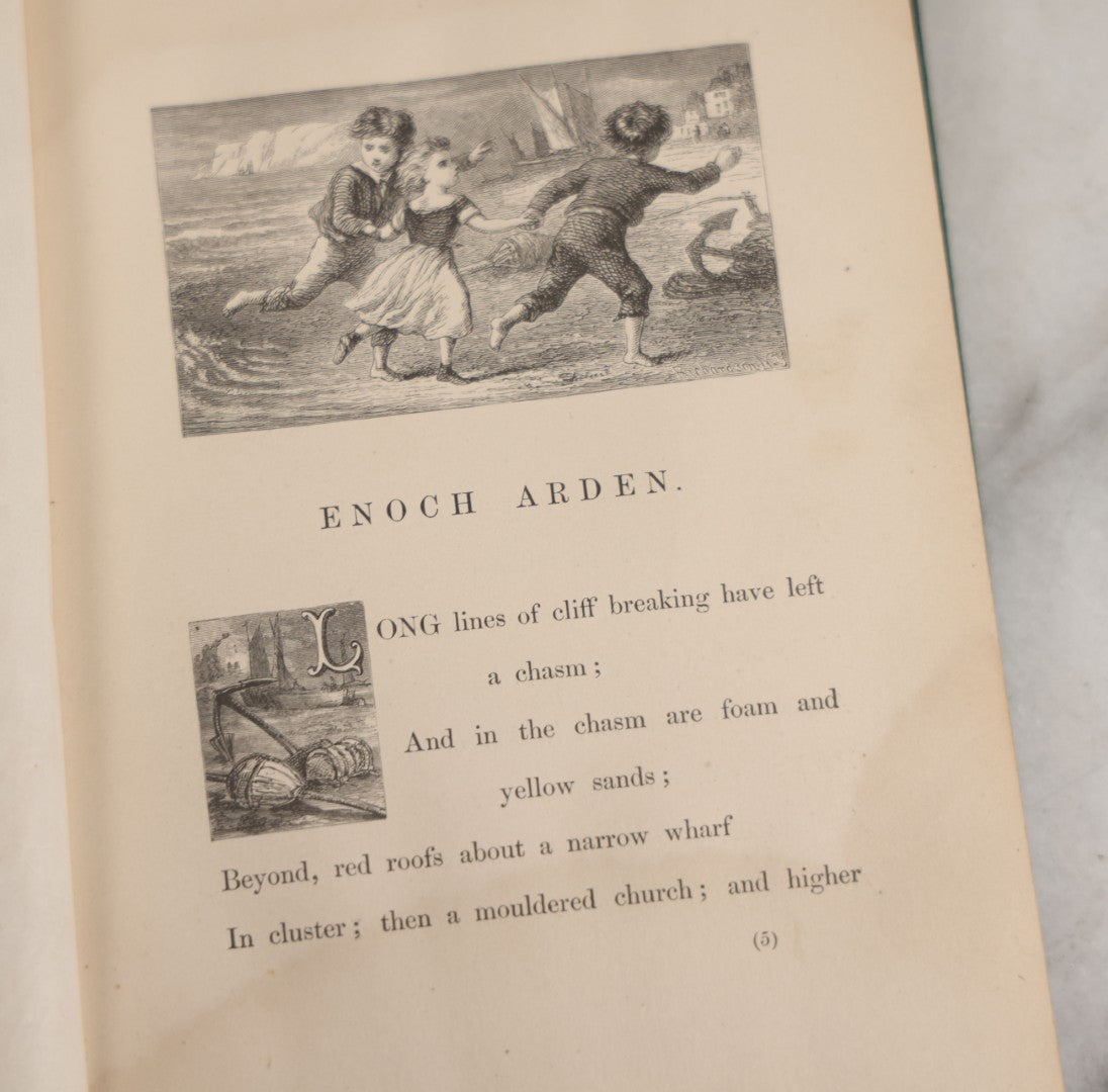 Lot 147 - "Enoch Arden" Antique Poetry Book By Alfred Tennyson, Illustrated With Engravings, Green Cloth Boards With Gilt Title And Nautical Motif, J.E. Tilton And Company, Publishers, Boston, 1865