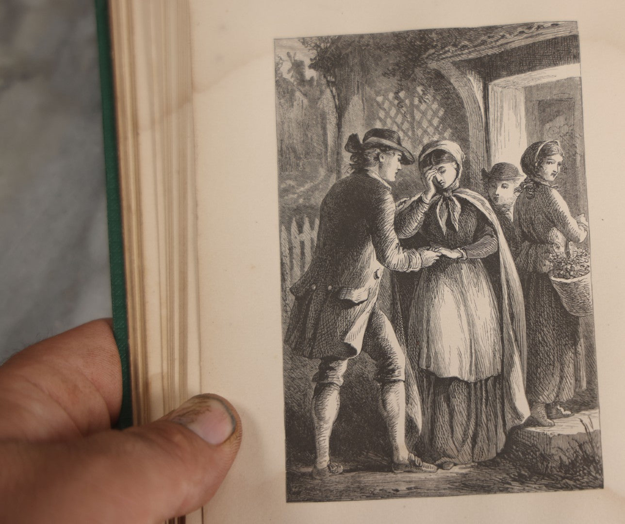 Lot 147 - "Enoch Arden" Antique Poetry Book By Alfred Tennyson, Illustrated With Engravings, Green Cloth Boards With Gilt Title And Nautical Motif, J.E. Tilton And Company, Publishers, Boston, 1865