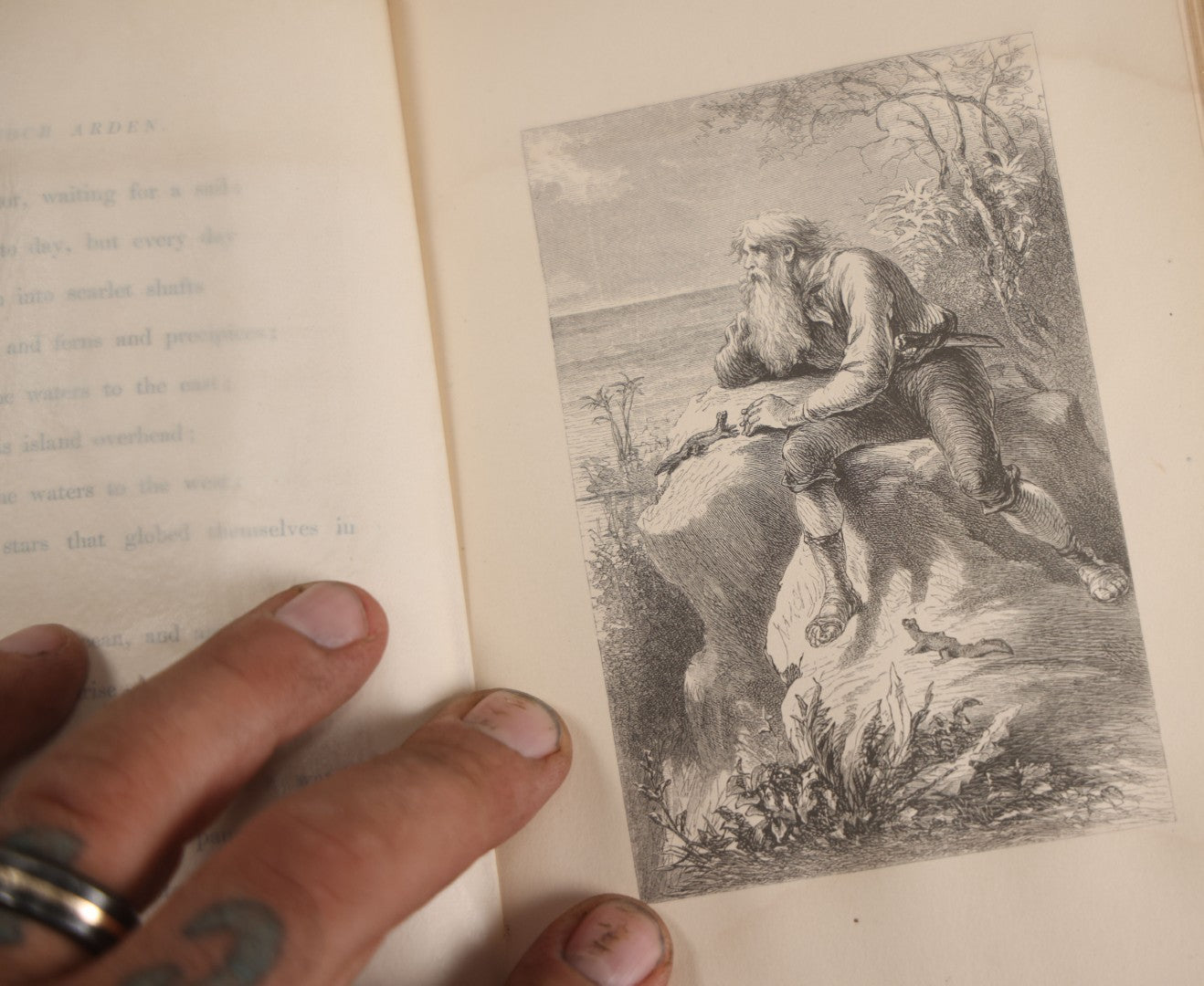 Lot 147 - "Enoch Arden" Antique Poetry Book By Alfred Tennyson, Illustrated With Engravings, Green Cloth Boards With Gilt Title And Nautical Motif, J.E. Tilton And Company, Publishers, Boston, 1865