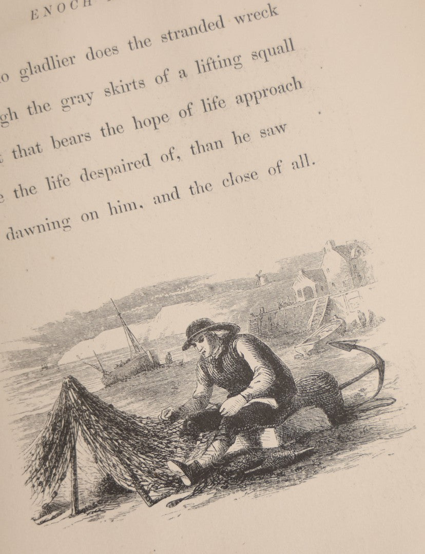 Lot 147 - "Enoch Arden" Antique Poetry Book By Alfred Tennyson, Illustrated With Engravings, Green Cloth Boards With Gilt Title And Nautical Motif, J.E. Tilton And Company, Publishers, Boston, 1865