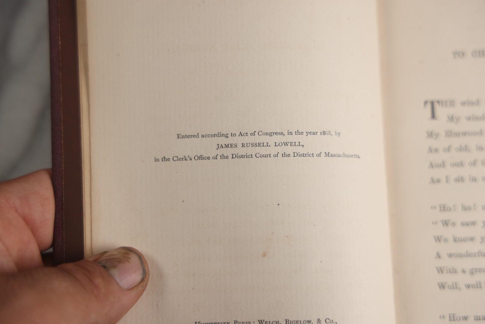 Lot 149 - "Under The Willows And Other Poems" Antique Poetry Book By James Russell Lowell, Will Gilded Willow Tree Motif On Cover, Fields, Osgood, & Co., Publishers, Boston, 1869