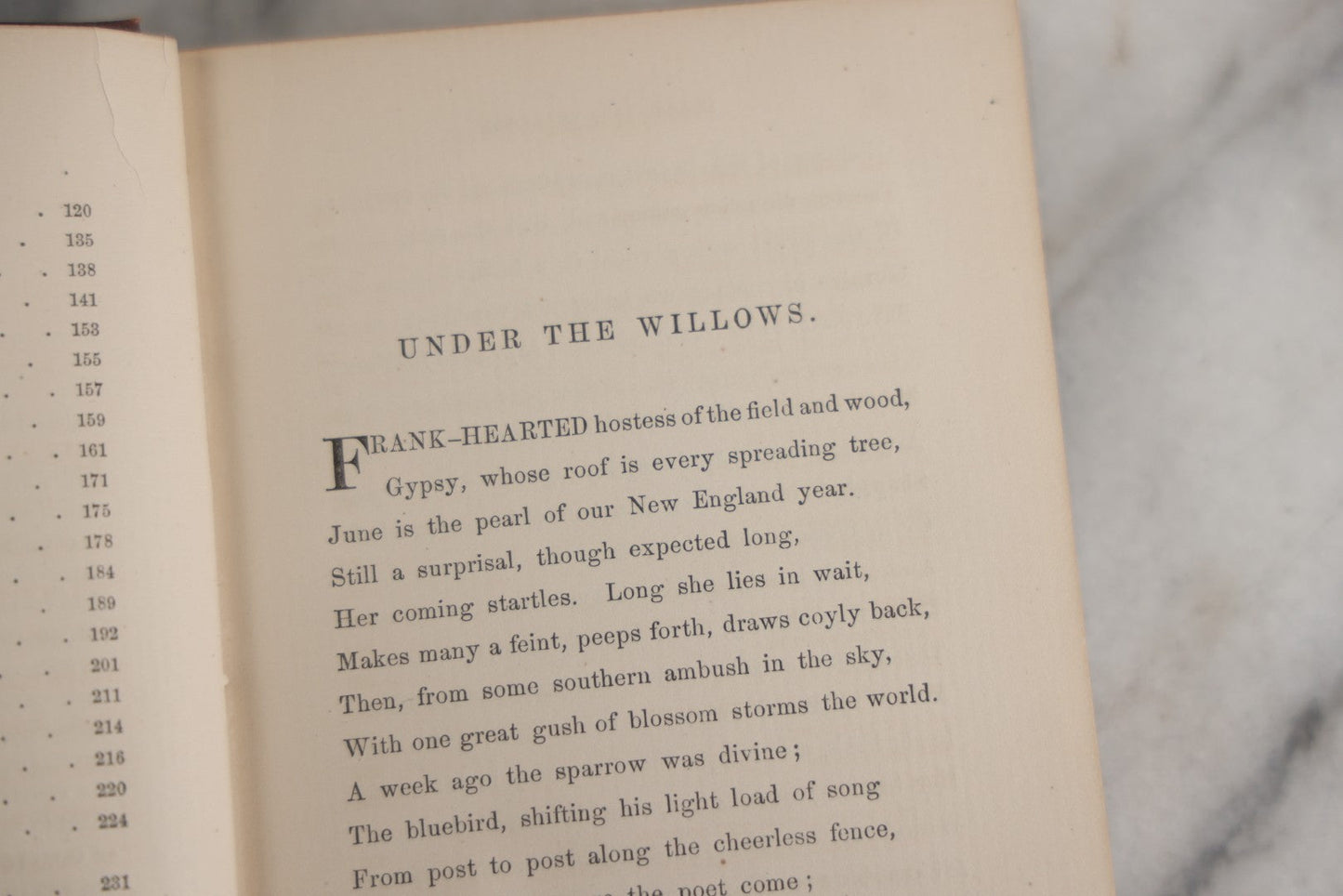 Lot 149 - "Under The Willows And Other Poems" Antique Poetry Book By James Russell Lowell, Will Gilded Willow Tree Motif On Cover, Fields, Osgood, & Co., Publishers, Boston, 1869