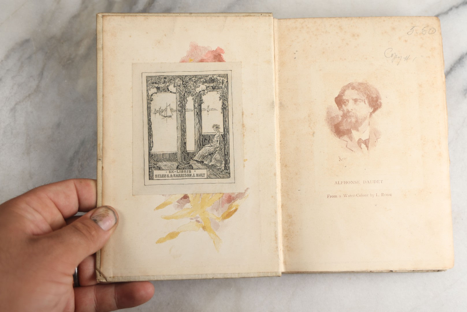 Lot 151 - "Sappho" Antique Book By Alphonse Daudet, Illustrated By Rossi, Myrbach, Etc., Translated By Henry Frith, Gilded Fore-Edge, J.M. Dent And Co., Publishers, London, , Circa 1895, Note Cover Board Warped, Heavy Foxing