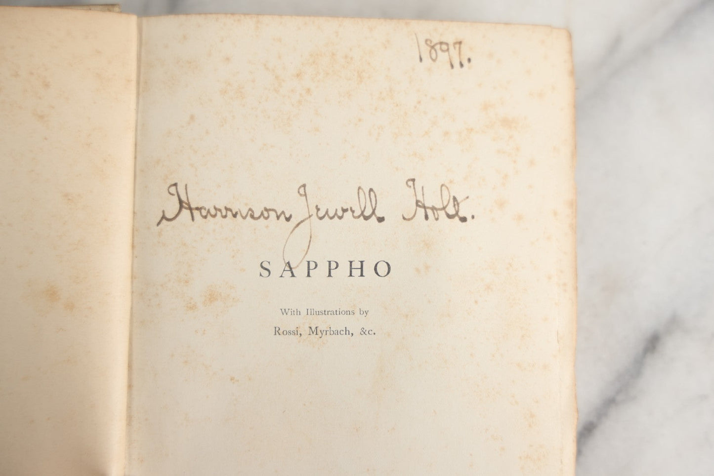 Lot 151 - "Sappho" Antique Book By Alphonse Daudet, Illustrated By Rossi, Myrbach, Etc., Translated By Henry Frith, Gilded Fore-Edge, J.M. Dent And Co., Publishers, London, , Circa 1895, Note Cover Board Warped, Heavy Foxing