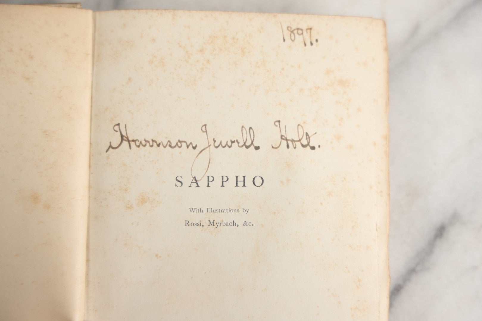 Lot 151 - "Sappho" Antique Book By Alphonse Daudet, Illustrated By Rossi, Myrbach, Etc., Translated By Henry Frith, Gilded Fore-Edge, J.M. Dent And Co., Publishers, London, , Circa 1895, Note Cover Board Warped, Heavy Foxing