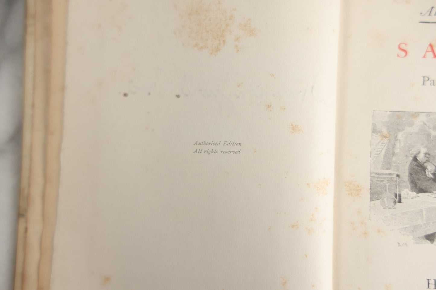 Lot 151 - "Sappho" Antique Book By Alphonse Daudet, Illustrated By Rossi, Myrbach, Etc., Translated By Henry Frith, Gilded Fore-Edge, J.M. Dent And Co., Publishers, London, , Circa 1895, Note Cover Board Warped, Heavy Foxing