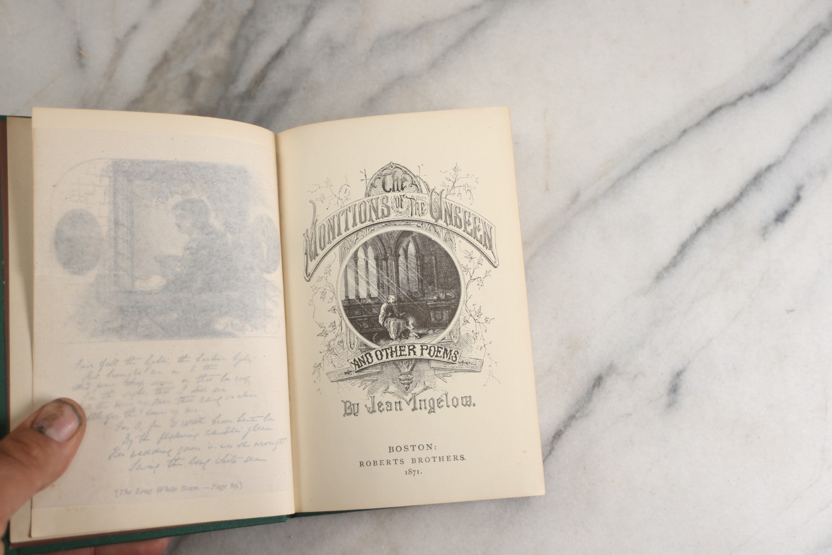 Lot 155 - "The Monitions Of The Unseen, And Poems Of Love And Childhood" Antique Poetry Book By Jean Ingelow, Author's Edition, Roberts Brothers, Publishers, Boston, 1871
