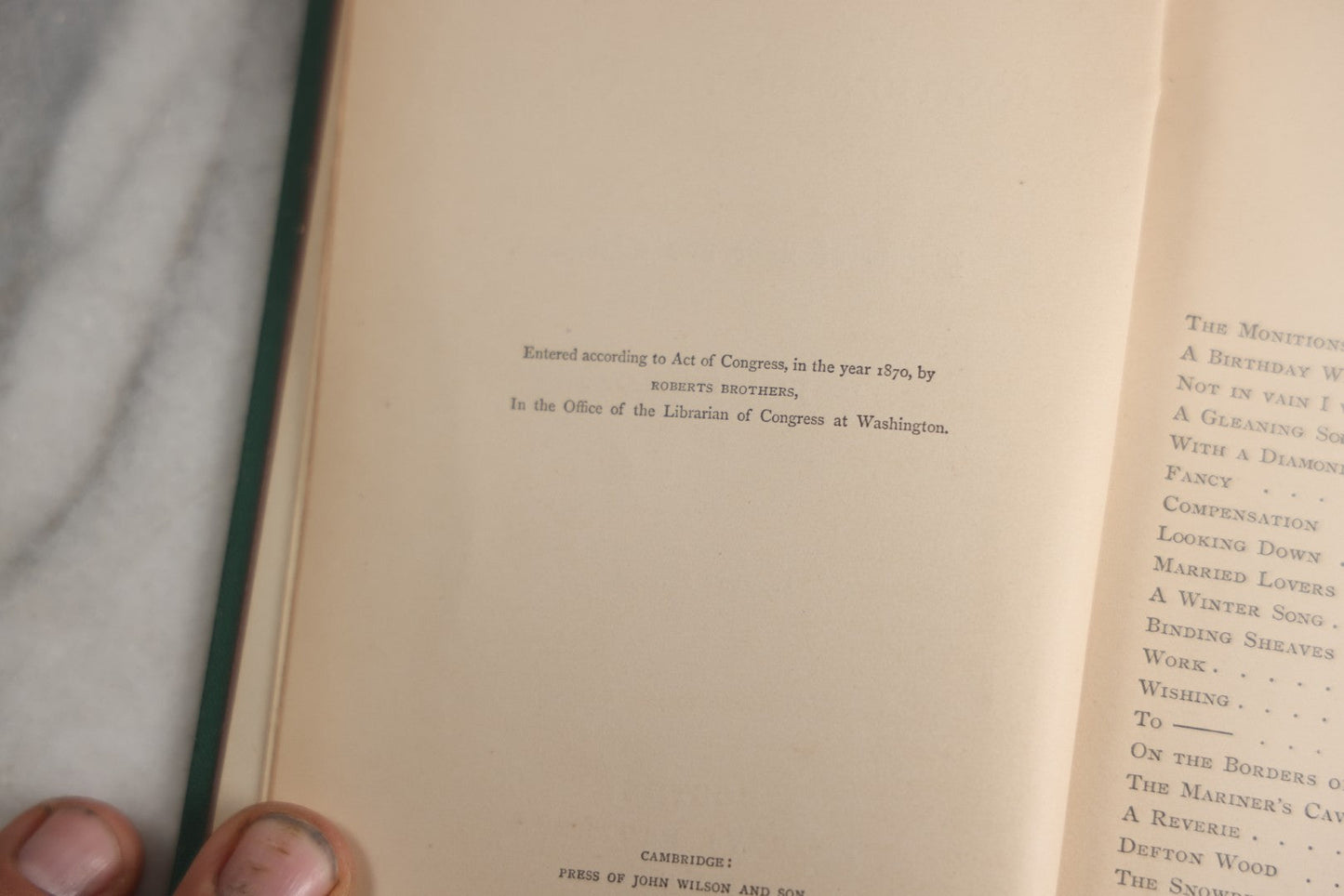 Lot 155 - "The Monitions Of The Unseen, And Poems Of Love And Childhood" Antique Poetry Book By Jean Ingelow, Author's Edition, Roberts Brothers, Publishers, Boston, 1871