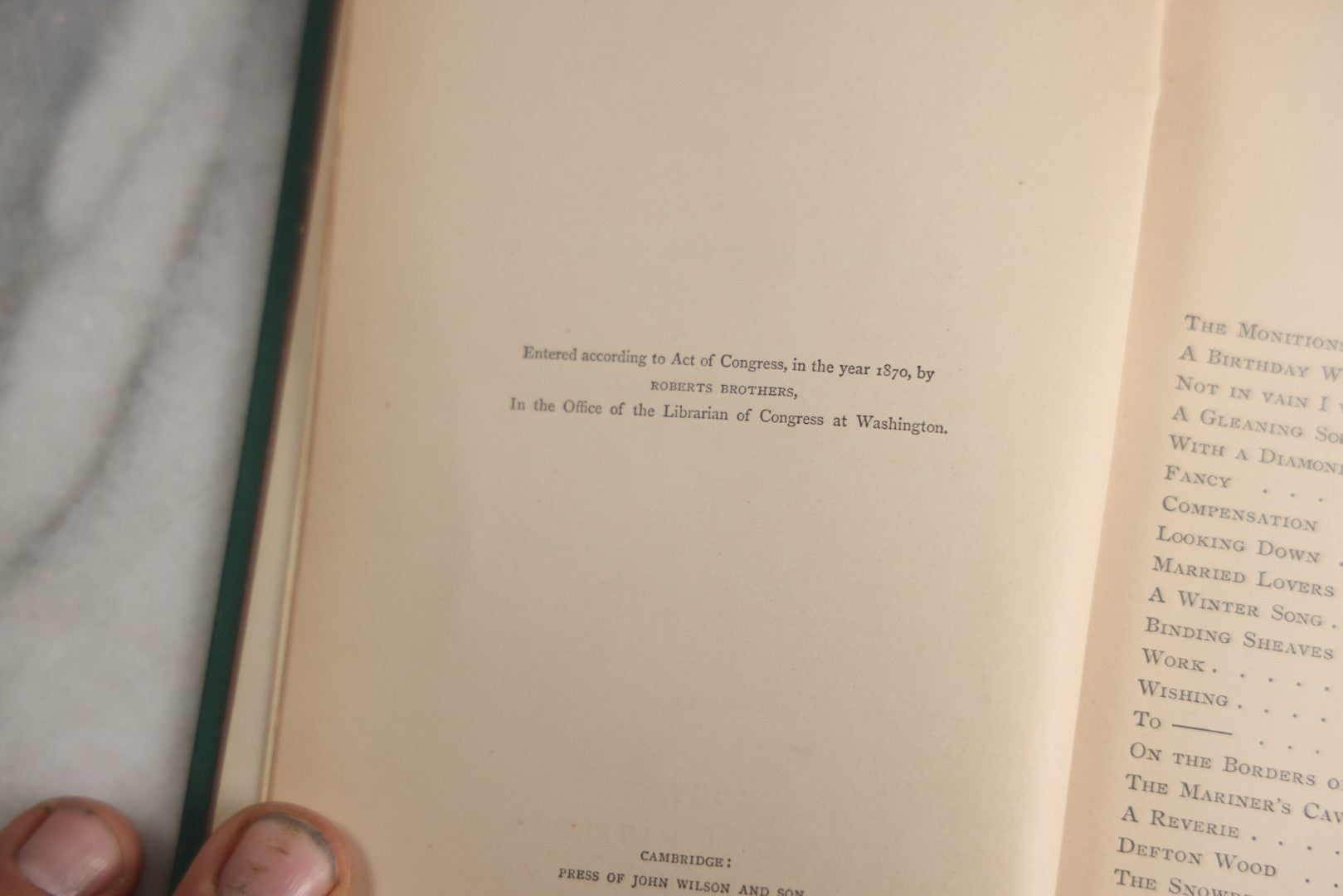 Lot 155 - "The Monitions Of The Unseen, And Poems Of Love And Childhood" Antique Poetry Book By Jean Ingelow, Author's Edition, Roberts Brothers, Publishers, Boston, 1871