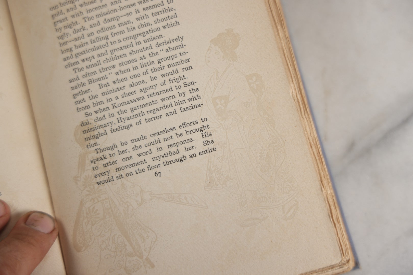 Lot 159 - "The Heart Of Hyacinth" Antique Book By Onoto Watanna, Illustrated With Decorations By Kokichi Sano, Light Blue Cloth Boards With White And Green Floral Design And Gilt Titles, Harper & Brothers, Publishers, New York And London, 1903
