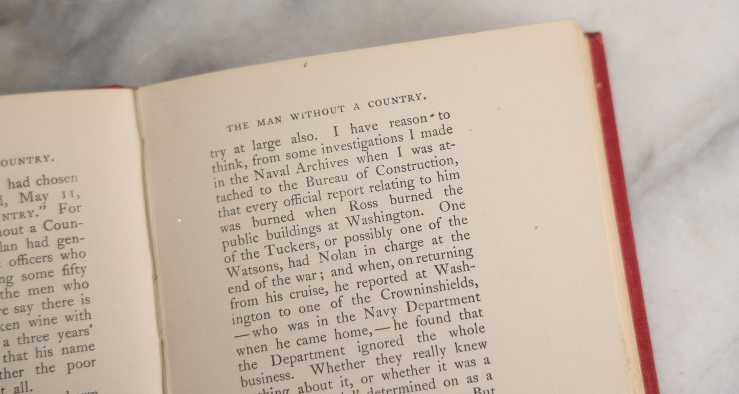 Lot 161 - "The Man Without A Country" Antique Book By Edward Everett Hale, Character And Wisdom Series, Decorative Red Cloth Spine With Gilt Floral Design And Pictorial Cover, H.M. Caldwell Co., Publishers, New York And Boston, Circa 1900