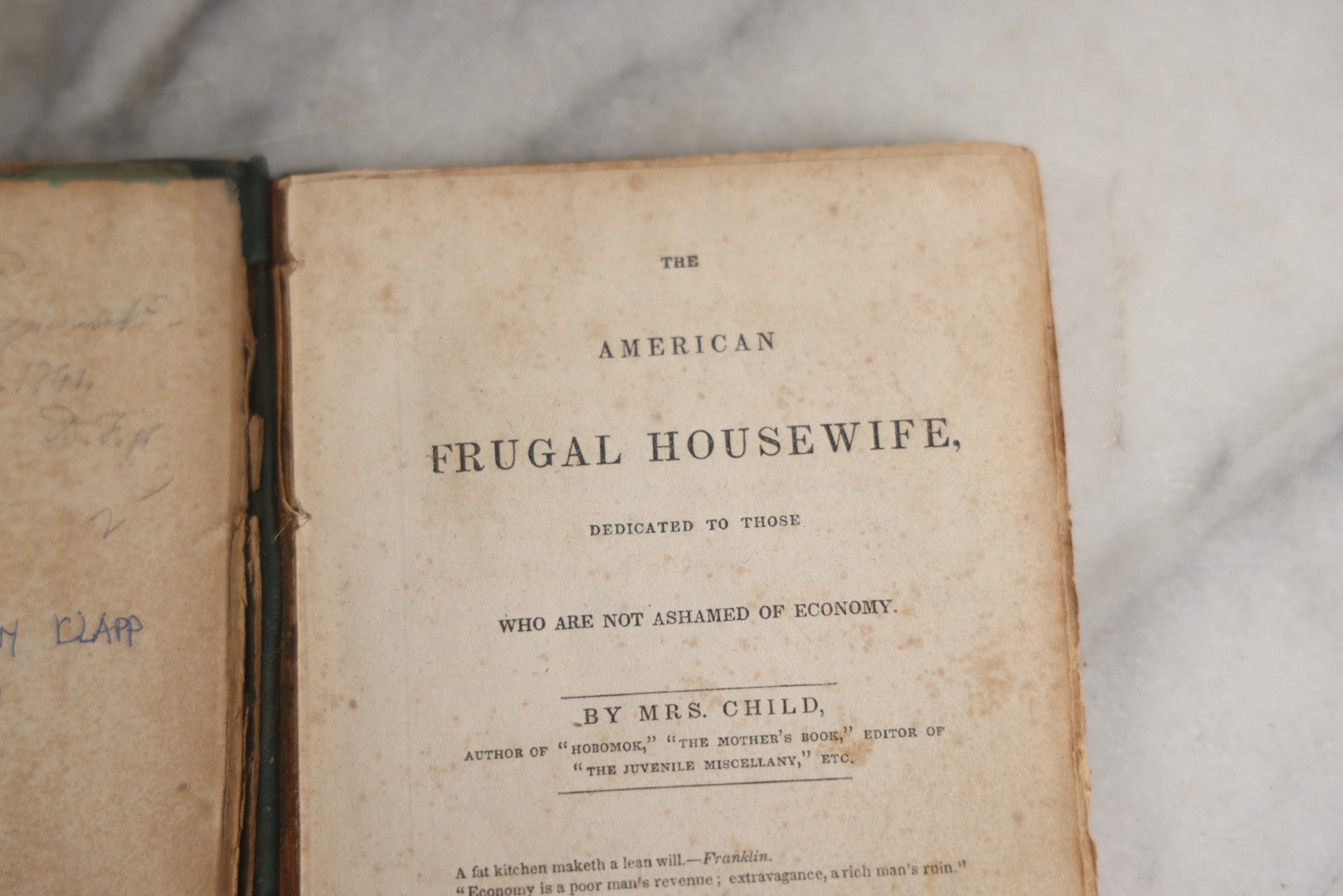 Lot 163 - "The American Frugal Housewife" Antique Household Economy Book By Mrs. Child, Illustrated With Meat Cut Diagrams For Mutton, Pork, Veal, And Beef, Samuel S. & William Wood, Publishers, New York, 1833
