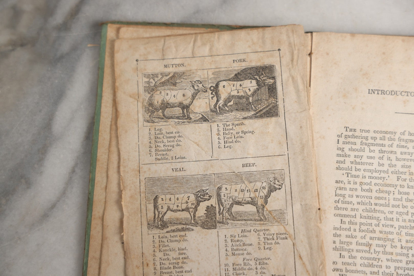 Lot 163 - "The American Frugal Housewife" Antique Household Economy Book By Mrs. Child, Illustrated With Meat Cut Diagrams For Mutton, Pork, Veal, And Beef, Samuel S. & William Wood, Publishers, New York, 1833
