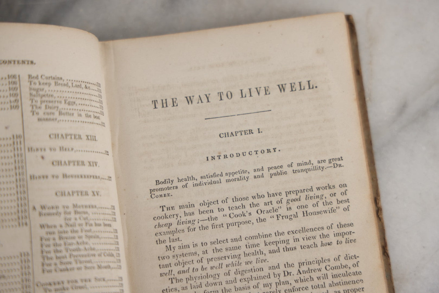 Lot 164 - "The Way To Live Well, And To Be Well While We Live, Containing Directions For Choosing And Preparing Food, In Regard To Health, Economy, And Taste" Antique Book By Mrs. S.J. Hale, Horace Wentworth, Publisher, Boston, 1851