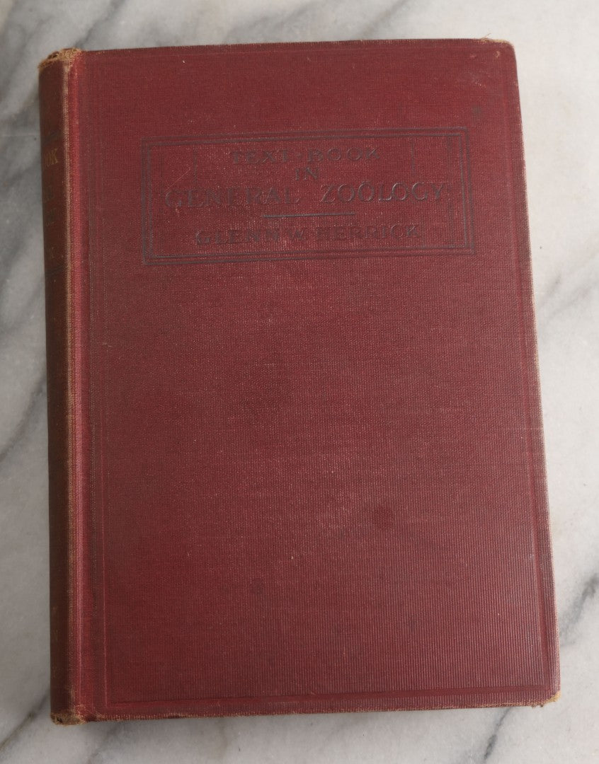 Lot 166 - "A Text-Book In General Zoölogy" Antique Science Book By Glenn W. Herrick, Illustrated With Diagrams And Photographs, Maroon Cloth Boards With Blind-Stamped Title, American Book Company, Publishers, New York, Cincinnati, And Chicago, 1907