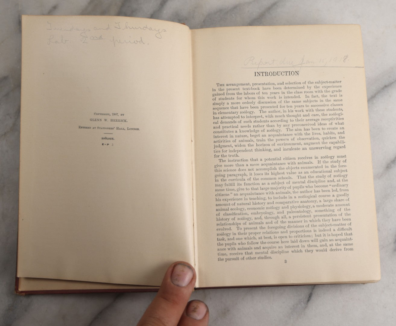 Lot 166 - "A Text-Book In General Zoölogy" Antique Science Book By Glenn W. Herrick, Illustrated With Diagrams And Photographs, Maroon Cloth Boards With Blind-Stamped Title, American Book Company, Publishers, New York, Cincinnati, And Chicago, 1907