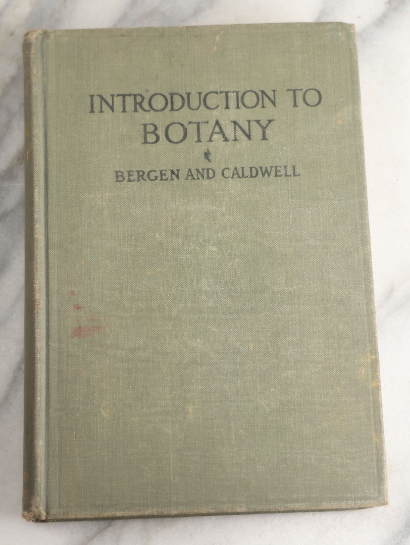 Lot 169 - "Introduction To Botany" Antique Botany Textbook By Joseph Y. Bergen And Otis W. Caldwell, Illustrated, Green Cloth Boards With Gilt Spine Titles, Ginn And Company, Publishers, Boston · New York · Chicago · London, 1914