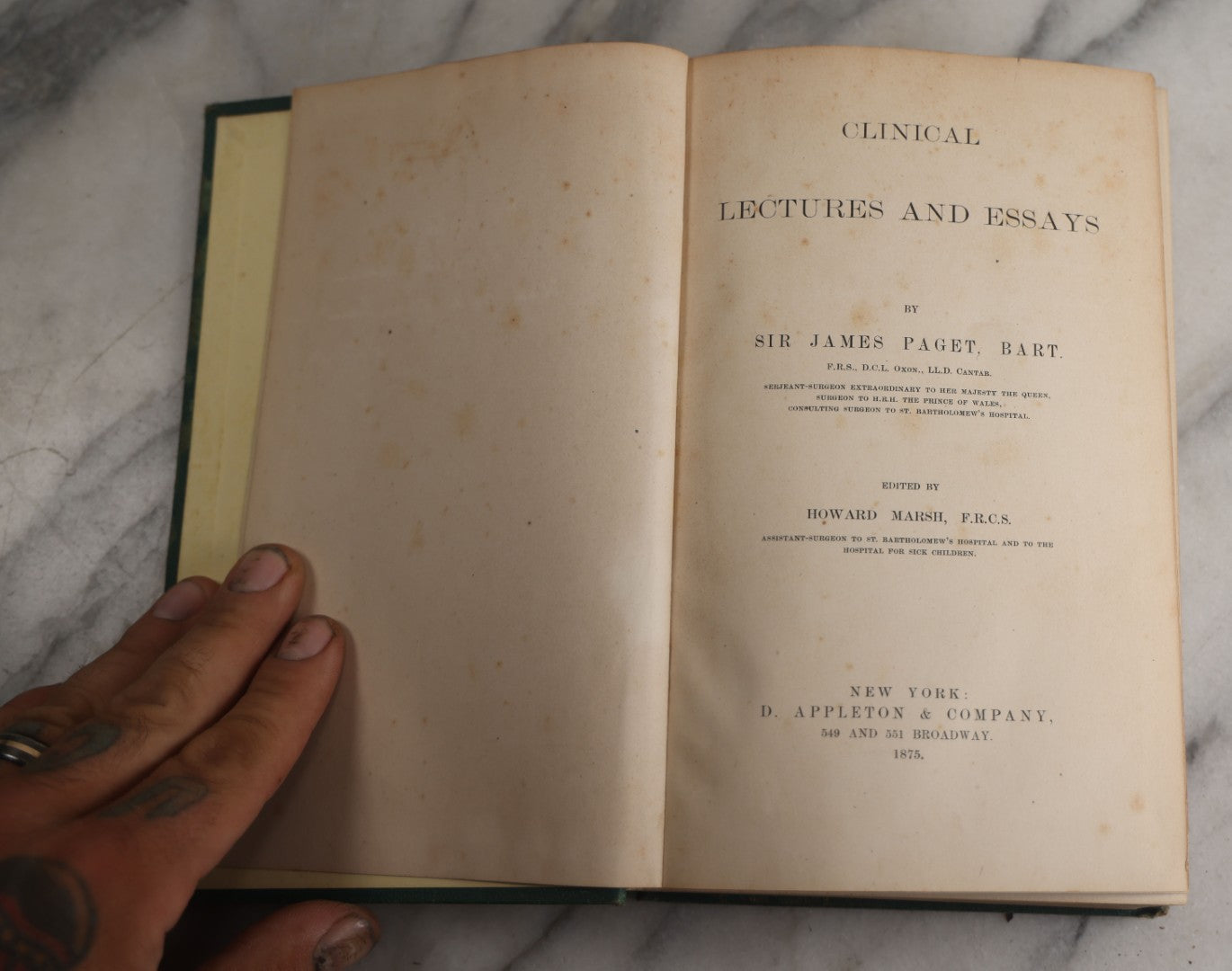 Lot 172 - "Clinical Lectures And Essays" Antique Medical Book By Sir James Paget, Edited By Howard Marsh, F.R.C.S., D. Appleton & Company, Publishers, New York, 1875