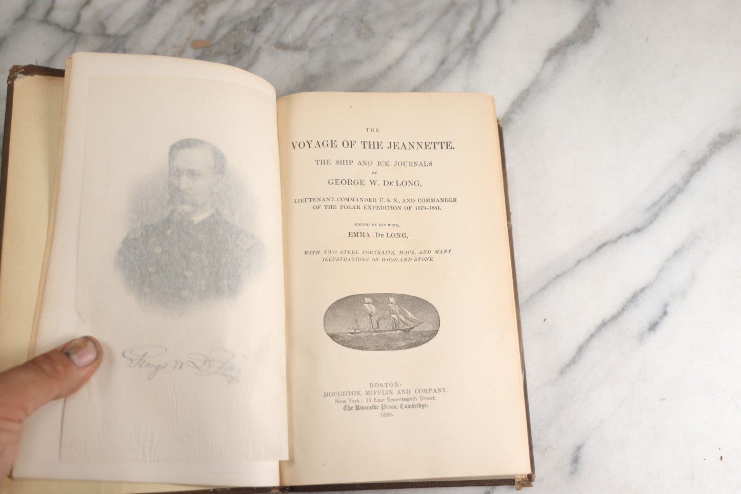 Lot 174 - "The Voyage Of The Jeannette" Antique Polar Exploration Book By George W. De Long, Lieutenant-Commander U.S.N., Edited By Emma De Long, Illustrated With Two Steel Portraits, Maps, And Engravings, Houghton, Mifflin And Company, Boston, 1883
