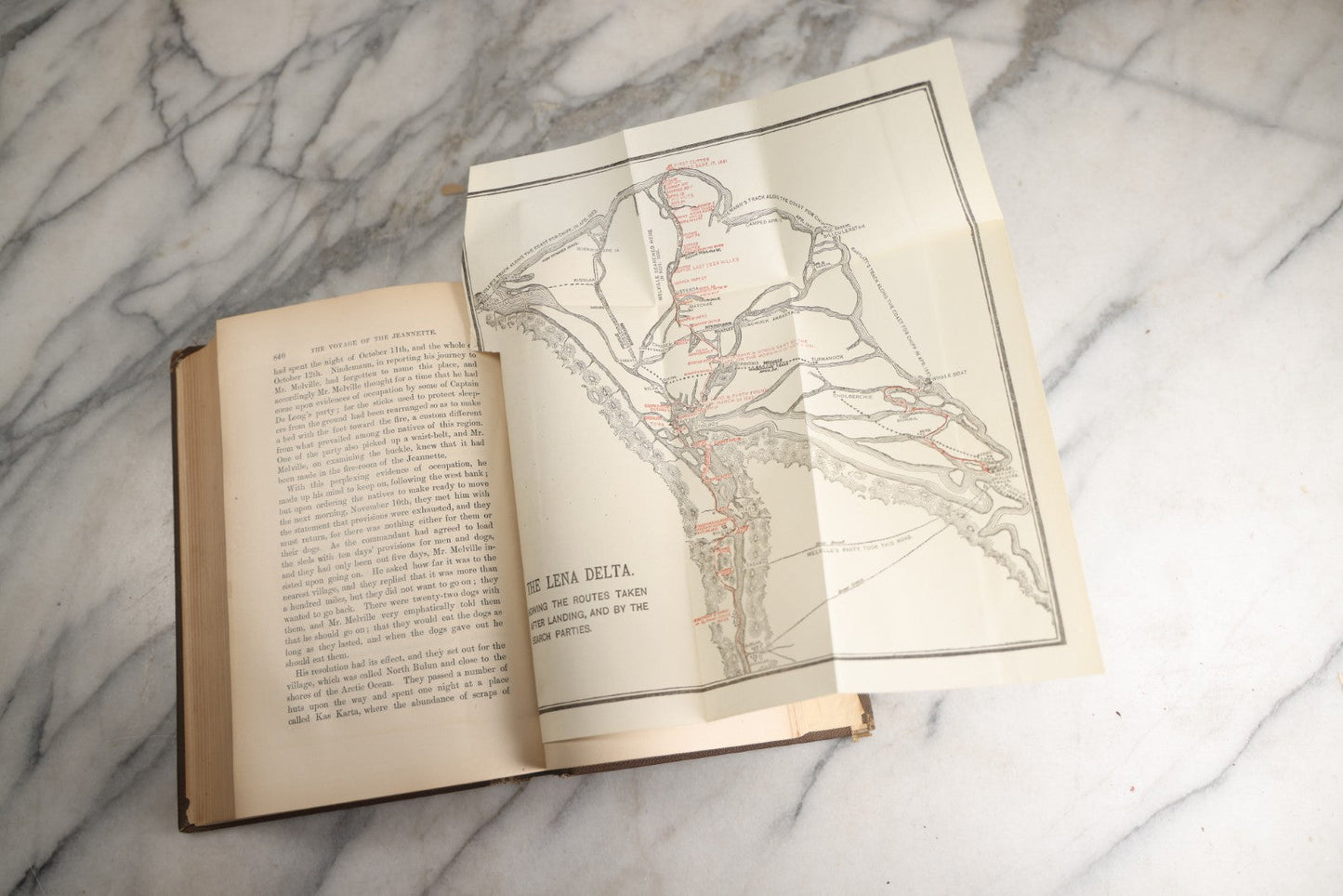Lot 174 - "The Voyage Of The Jeannette" Antique Polar Exploration Book By George W. De Long, Lieutenant-Commander U.S.N., Edited By Emma De Long, Illustrated With Two Steel Portraits, Maps, And Engravings, Houghton, Mifflin And Company, Boston, 1883