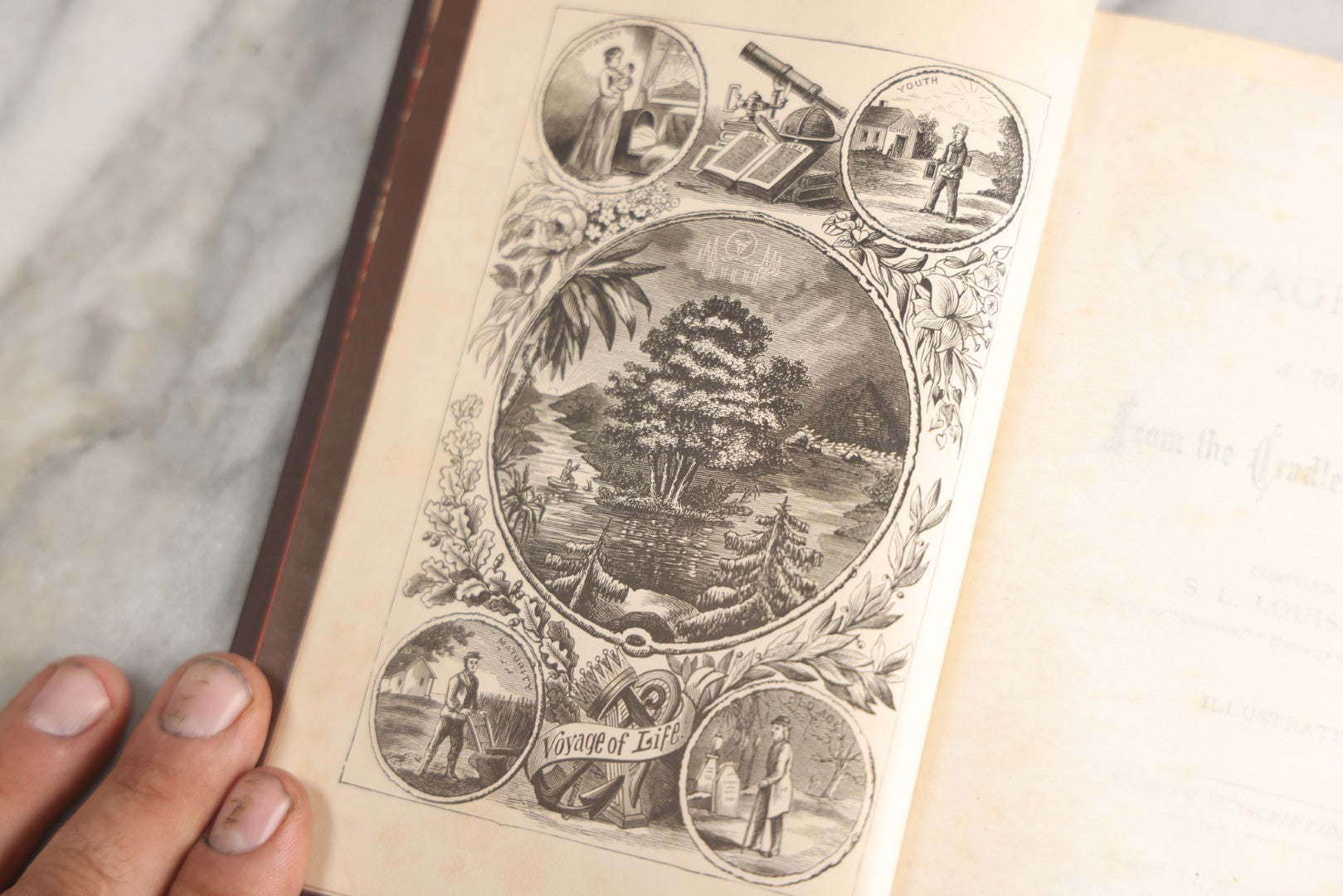 Lot 175 - "The Voyage Of Life: A Journey From The Cradle To The Grave" Antique Inspirational Book By S. L. Louis, D.D., Illustrated With Engraved Frontispiece, Union Publishing House, New York And Cincinnati, 1880