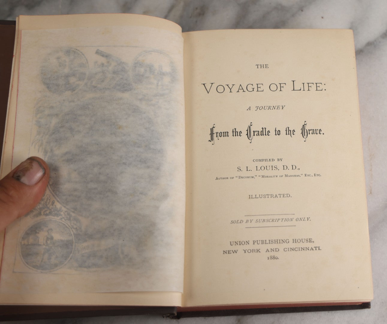 Lot 175 - "The Voyage Of Life: A Journey From The Cradle To The Grave" Antique Inspirational Book By S. L. Louis, D.D., Illustrated With Engraved Frontispiece, Union Publishing House, New York And Cincinnati, 1880