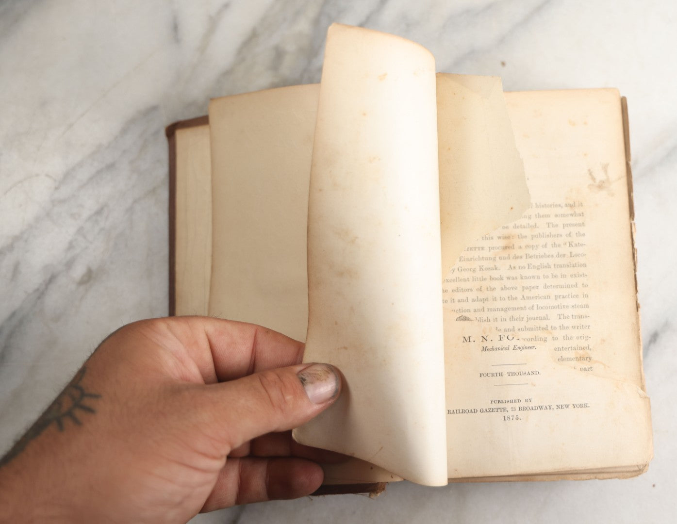 Lot 177 - "Catechism Of The Locomotive" Antique Railroad Engineering Book By Matthias Nace Forney, Brown Cloth Boards With Gilt Spine Titles, Note Significant Wear To Spine And Edges, Title Page Missing, Circa Late 19th Century