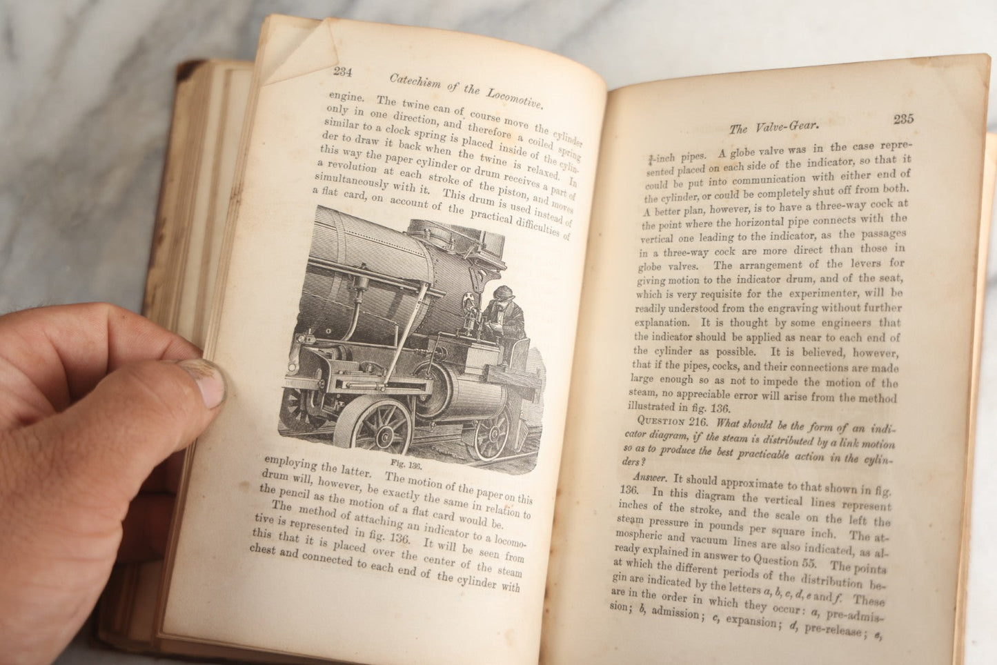 Lot 177 - "Catechism Of The Locomotive" Antique Railroad Engineering Book By Matthias Nace Forney, Brown Cloth Boards With Gilt Spine Titles, Note Significant Wear To Spine And Edges, Title Page Missing, Circa Late 19th Century